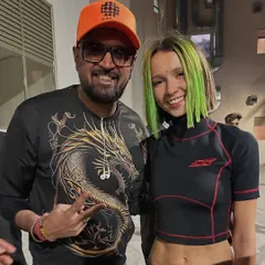 Hanging out with the amazing DJ Miss Monique at the Darkroom Festival. Her energy is infectious, and it was great to connect with her.