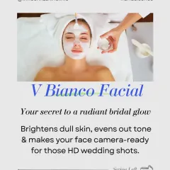 For that camera-ready bridal glow, I often recommend the V Bianco Facial. It is specifically designed to brighten dull skin and even out skin tone, ensuring you look radiant in your wedding photos.