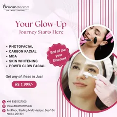 Take advantage of our end-of-the-year discount. Get any of our popular facials, including Photofacial, Carbon Facial, or a Power Glow Facial, for just Rs 1,999. It's the perfect time to start your glow-up journey.