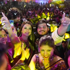 Capturing a moment of pure joy with actress Minissha Lamba at the Dandiya Dhoom event for Dainik Bhaskar. We ensure celebrity guests are integrated into the event, creating unforgettable experiences for the audience.