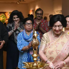 The opening day of 'Fundamental Instincts' began with a traditional lamp lighting ceremony. It is a beautiful way to inaugurate the show and welcome all the art lovers and guests who come to support the work.