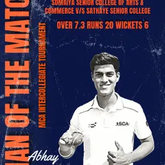 A phenomenal performance from Abhay Singh, taking 6 wickets in the MCA Intercollegiate Tournament. I train my bowlers to be aggressive and smart, and Abhay's match-winning spell is a perfect example of skill and dominance under pressure.