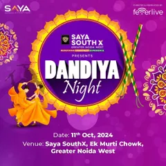 The official poster for our Dandiya Night at Saya South X. This event is part of our commitment to creating vibrant community spaces and celebrating with the people of Greater Noida West.