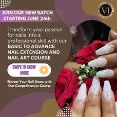 Join our new batch. This graphic gives you a glimpse of our basic-to-advanced nail extension and art course, designed to turn your passion into a professional skill.