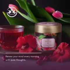 My Zesty Hibiscus tea, with its vibrant red color and tangy flavor, is perfect for a morning ritual. It is known to support heart health and provide a boost of mental clarity.