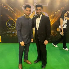 Sharing a moment with Awanish Singh at the IIFA Awards. It's always a pleasure to see my designs, like his classic blue bandhgala, at such prestigious events.