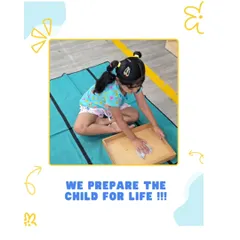 "We prepare the child for life." A student is fully engaged in polishing a wooden tray, learning the importance of caring for her environment. This simple task instills a sense of responsibility, order, and accomplishment.