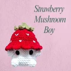 Meet my famous Strawberry Mushroom Boy! This little amigurumi plushie is so squishy and cute, and he’s become a fan favorite. He’s the perfect little friend to sit on your desk or shelf.