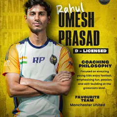 This is Coach Rahul Umesh Prasad, a D-Licensed coach whose philosophy is all about making sure kids enjoy football. He emphasizes fun, passion, and skill-building at the grassroots level.