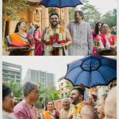 The groom's joyous baraat procession, filled with laughter, dancing, and warm greetings from family members.