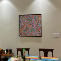 A straight-on shot of the 'It’s all connected' art print. The high-resolution printing captures every detail of the original psychedelic artwork.