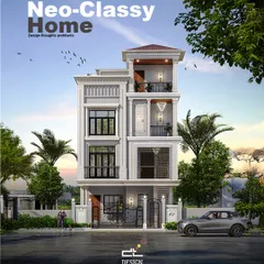 A showcase of neo-classy elegance on a 30x50 plot. This design proves that grandeur isn't limited by space. We used classical elements like vertical pilasters, recessed balconies, and a terracotta roof to create a home with a strong, sophisticated presence.