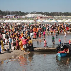 It is hard to convey the sheer scale of the Maha Kumbh. This image gives a sense of the immense crowd gathered by the river. Documenting large cultural events like this is about capturing both the grand scale and the individual stories within it.