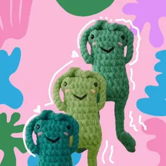 Say hello to my leggy frogs. These quirky and fun handmade toys are a new favorite, each with a happy little smile and long, dangly legs. They are perfect for anyone looking for a playful and unique crochet friend.