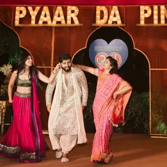 Maa, Sister, and their Laadla bringing filmy feels to the 'Pyaar Da Pind' sangeet with a heartwarming performance.