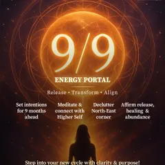 The 9/9 Energy Portal is a powerful day for transformation. I share tips on how to harness this cosmic energy by setting intentions, meditating, and decluttering your North-East corner to step into a new cycle with clarity and purpose.