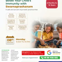 As children grow, their immune systems face new challenges. Swarnaprashanam helps reduce the risk of allergies and infections, allowing them to stay active and engaged in school and play.
