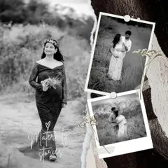 A collage of maternity stories. This creative edit combines several black and white images from an outdoor session to tell a more complete story of their journey.