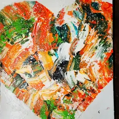 This custom commission was a special one, a heart painted in the colors of the Indian flag. It shows how we can work together to create a piece that holds personal meaning for you, whether it's celebrating heritage, a memory, or a specific feeling. The thick, expressive strokes represent the beautiful diversity of life.