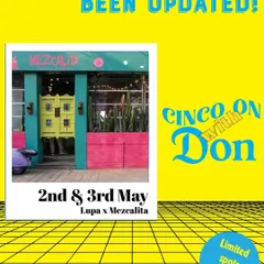 The vibes have been updated. This bright, graphic poster for the "Cinco on with Don" event with Mezcalita was designed to be a sign you couldn't miss.