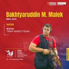 A proud moment for Manav Rachna with our athlete Bakhtyaruddin M. Malek winning a Bronze medal in the Trap Mixed Team event at the FISU World University Championship. We nurture champions who make India proud.