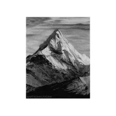 A pencil drawing of the Himalayas. Mountains are a subject very close to my heart, and I love capturing their majestic and powerful presence.