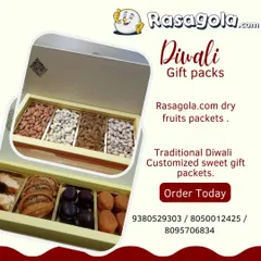 For festivals like Diwali, we offer the best of both worlds with our customizable gift packs. This image shows our popular combination boxes, featuring a section for premium dry fruits like almonds and cashews alongside our traditional handmade sweets.