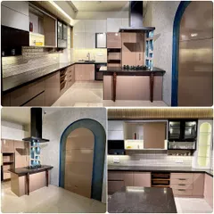 Our sleek and modern acrylic kitchens are designed for both style and functionality. This display from our Yelahanka showroom features high-gloss finishes, smart storage solutions, and an elegant island, showing what's possible for your cooking space.