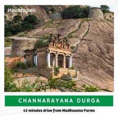 A shot of the Channarayana Durga hill fortress, a 45-minute drive from Madhuvana Farms.