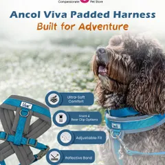 The Ancol Viva Padded Harness is built for adventure and comfort. It features an ultra-soft lining, front and rear clip options for better control, and a reflective band for visibility.