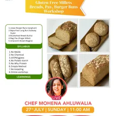 Learn to make gluten-free millet breads, pav, and burger buns from scratch. This workshop uses no maida, chemicals, or potato starch, focusing on a simple, no-kneading method.