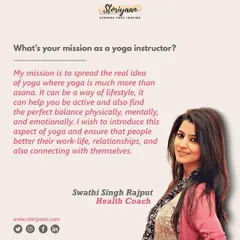 My mission as a yoga instructor, as shared with Storiyaan. It's about spreading the idea that yoga is a lifestyle that can improve your work, relationships, and connection with yourself.
