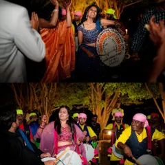 The bride and her friends take over the drums during the Baraat. We love capturing these spontaneous moments of joy and celebration.