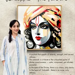Titled 'Vishuddha, The Pure One', this abstract Krishna portrait is about capturing a feeling of sacred stillness. I used bold, expressive strokes and a vibrant palette to portray the calm, composed, and infinitely powerful nature of divine consciousness.