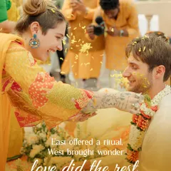 East offered a ritual, West brought wonder, and love did the rest. This moment from a cross-cultural wedding captures the beautiful fusion of traditions, where family from all over the world came together to celebrate.