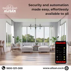 Security and automation should be easy and available to all. Here you can see our app controlling a bright, modern living space, demonstrating how effortlessly our system integrates into your home.