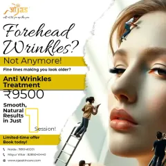 Forehead wrinkles and fine lines can make you look older than you feel. With a single session of our anti wrinkle treatment, we can smooth these lines for a natural, more youthful result. This is a limited time offer for just ₹9500.