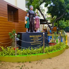 A statue of Nano Nagle, founder of the Presentation Sisters, at Sacred Hearts School, where our founder was invited as the Chief Guest for the 2024 Alumni Meet.