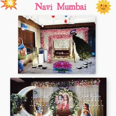 Here are two examples of my themed baby shower decorations. Whether you envision a classic floral design with a traditional jhula or a divine Radha-Krishna theme with modern props, I can create a setup that perfectly matches your vision.