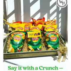 A fun and vibrant hamper designed around the iconic Lay's brand. This "Say it with a Crunch" theme shows how I can create playful and highly customized gifts that capture a brand's personality perfectly.