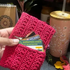 My "No Coin" wallet is designed to be super slim and practical. This one in bright pink holds multiple cards securely.