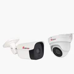 A set of Smark brand bullet and dome cameras. I can recommend the right type of camera based on whether you need it for indoor or outdoor use and how wide of an area you need to cover.