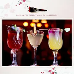 A visual feast of flavors. This trio showcases our range, from a rich red cocktail and a layered tropical drink to a delicate gin creation, each meticulously garnished and ready to delight guests at an elite anniversary soiree.