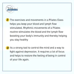 The rhythmic movements in my Pilates classes are designed to stimulate blood flow and boost your body's immunity. Beyond the physical, the intense focus required is a powerful tool for managing stress and fighting feelings of depression.