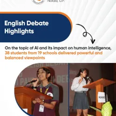 Our English Debate competition provides a powerful platform for students to engage with complex topics like the impact of AI on human intelligence. Here, participants deliver balanced and articulate viewpoints, honing their critical thinking and oratory skills in a competitive yet respectful environment.