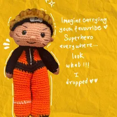 Imagine carrying your favorite superhero everywhere. This graphic shows off the finished Naruto doll, a perfect gift for any anime fan.
