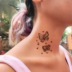 A beautiful butterfly tattoo design on the neck. It's a popular choice for a temporary and stylish look.