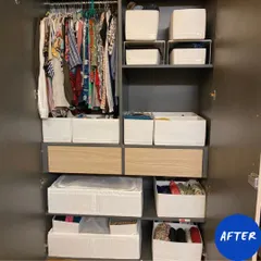 And this is the "after." With my guidance over video, the client implemented a system of baskets and shelf dividers, creating a space that is now a source of calm and efficiency.
