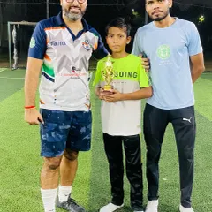 One of the top performers from the Delhi Youth League trials receiving his award. I believe in recognizing and rewarding hard work and talent to motivate young players on their football journey.
