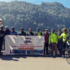 The feeling of finishing a tough ride with your crew. This is our group at the end of a successful 4 Lakes Cycling Tour, tired but full of stories and a sense of accomplishment.